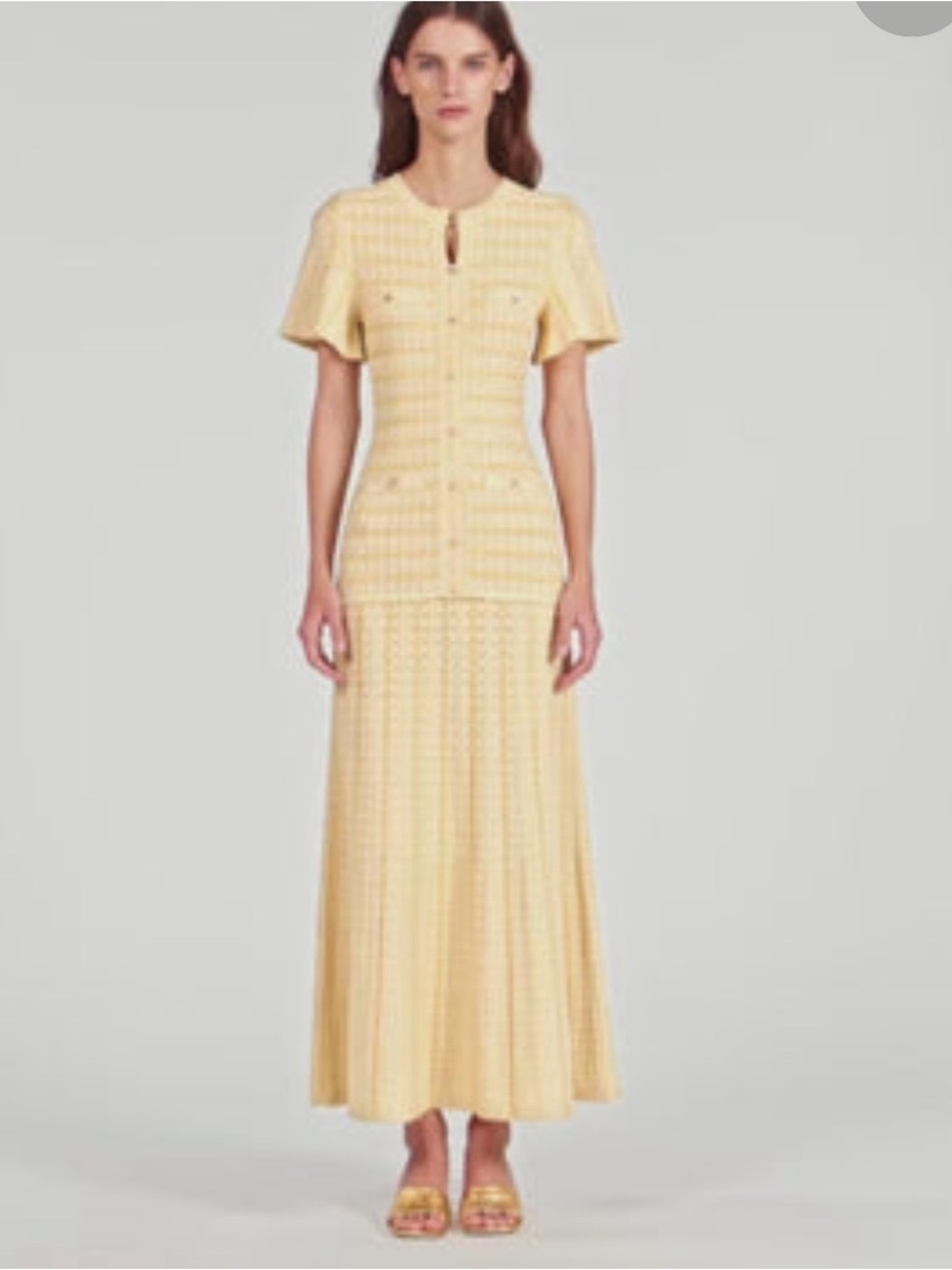 Sandro Diane Yellow Short-Sleeve Maxi Dress - Elegant Summer Style